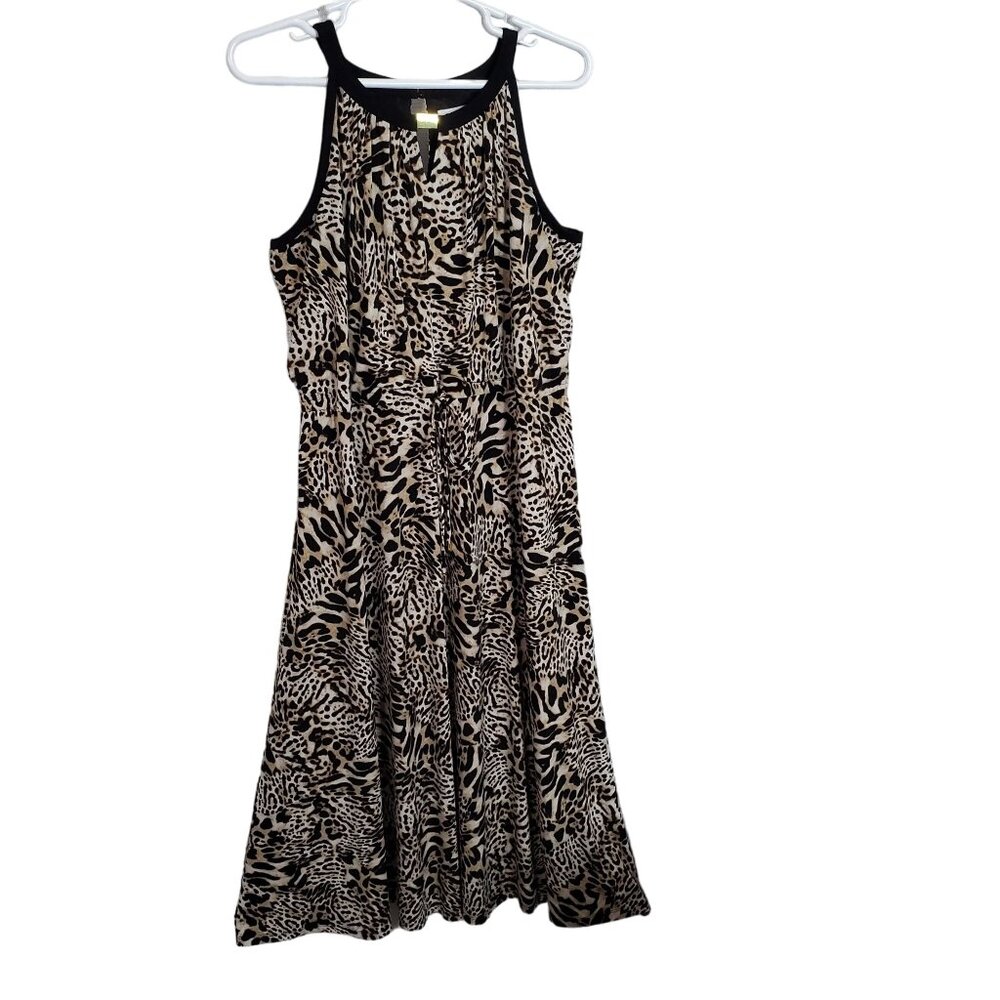 Calvin Klein Womens Size 1X Dress Animal Print Maxi Keyhole Flowing Drawstring - Picture 2 of 12